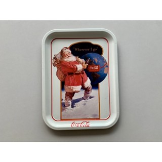 美國村古董店 1991年美國限量正版可口可樂收藏 聖誕節Coca Cola 聖誕老人古董鐵盤 美式復古工業風餐廳開店擺飾