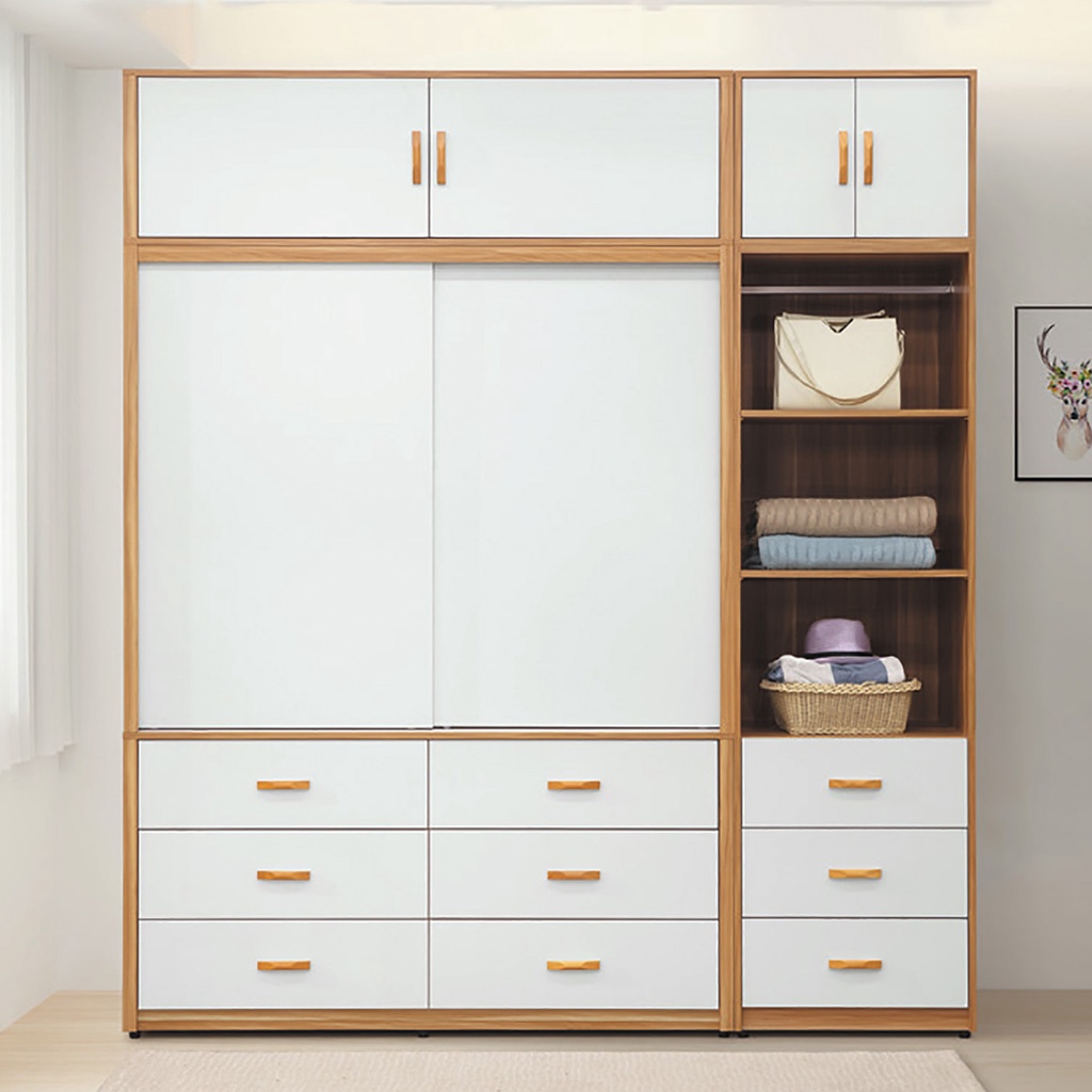 23 輕鬆購 寶格麗白色雙色木紋7x8尺組合衣櫃 GD552