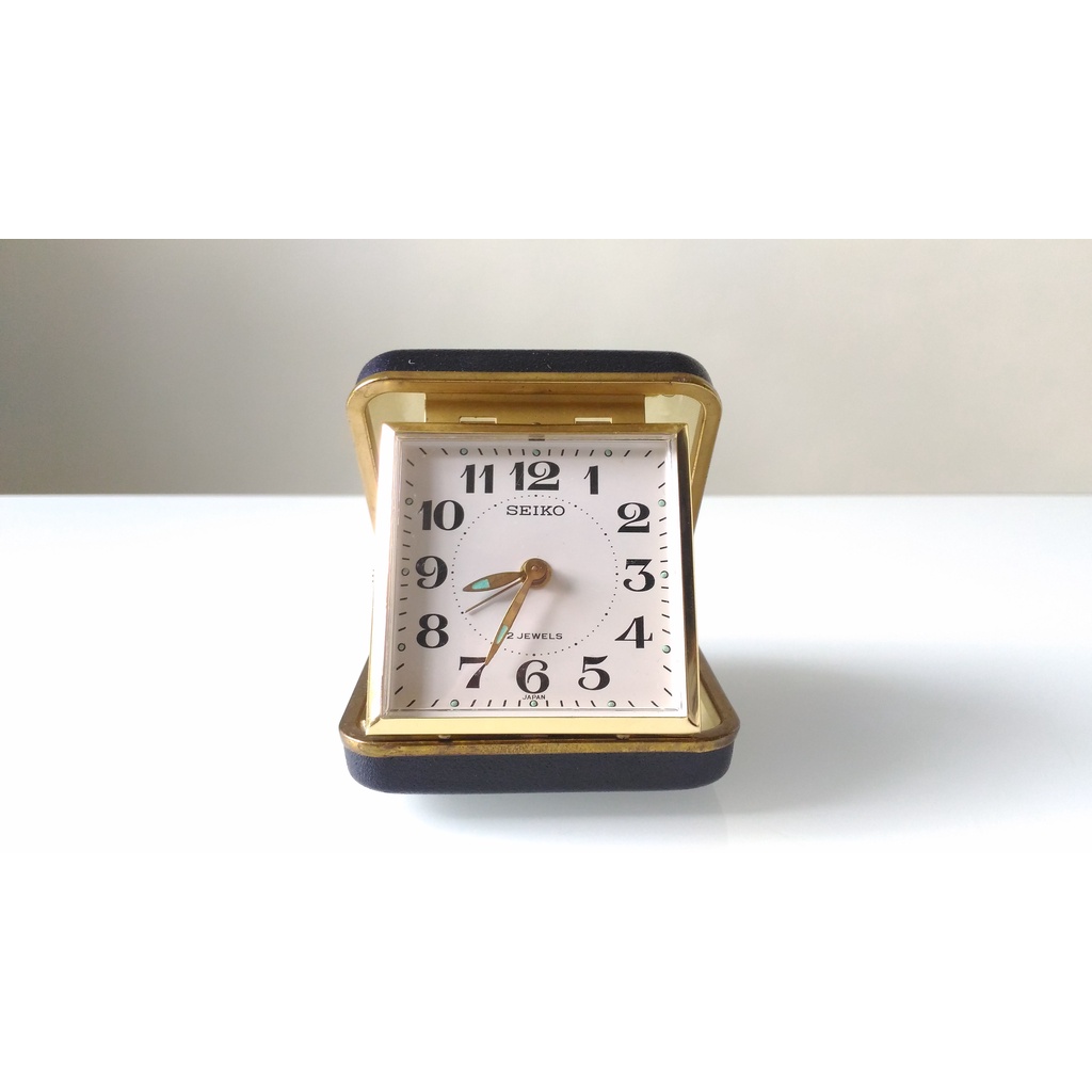 SEIKO 旅行鐘 深藍 發條式 時鐘 日本昭和年代