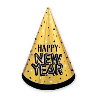 派對城 現貨【9吋派對帽1入-Happy New Year】 歐美派對 派對帽 造型帽 美式風格 新年 跨年 尾牙 派對