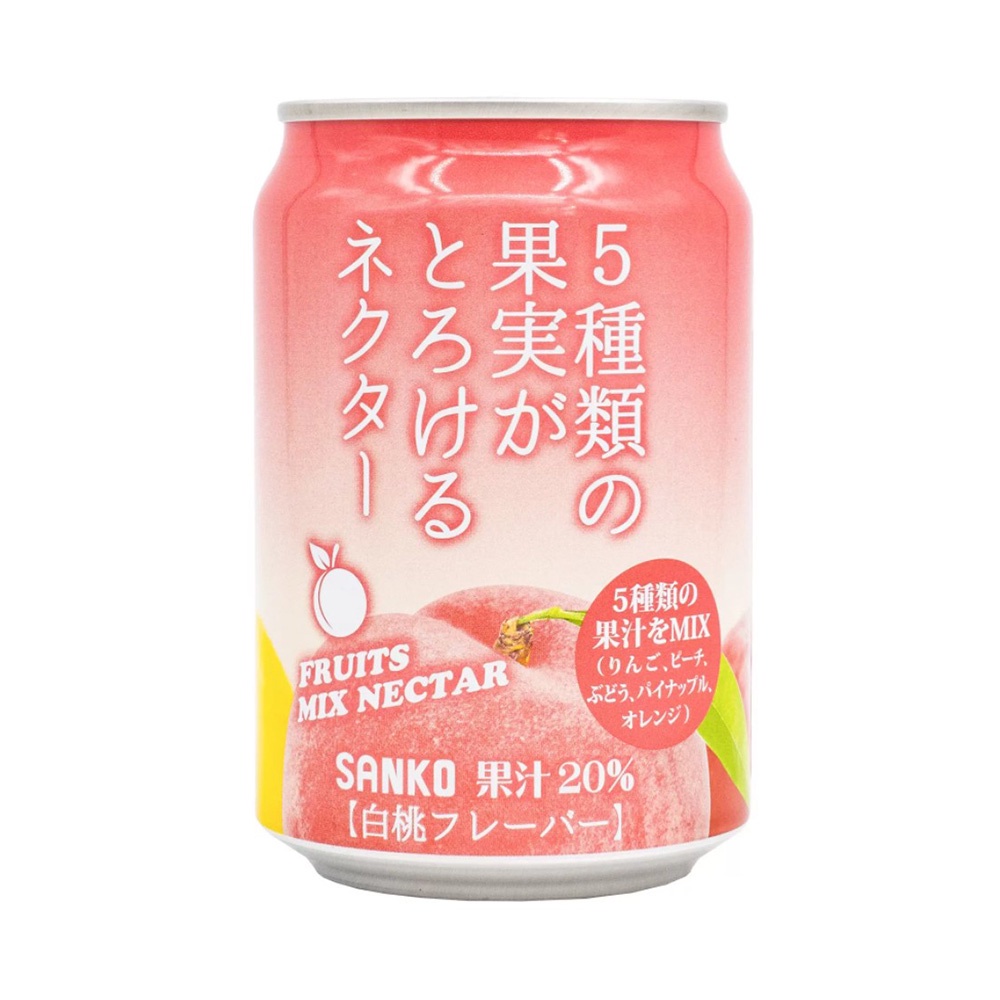 SANKO 5種類果實果汁(白桃風味) 280ml【Donki日本唐吉訶德】綜合果汁 水蜜桃 桃子