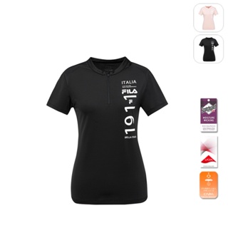 【FILA】女性 吸濕排汗抗UV短袖T恤-黑色 5TEW-1315-BK