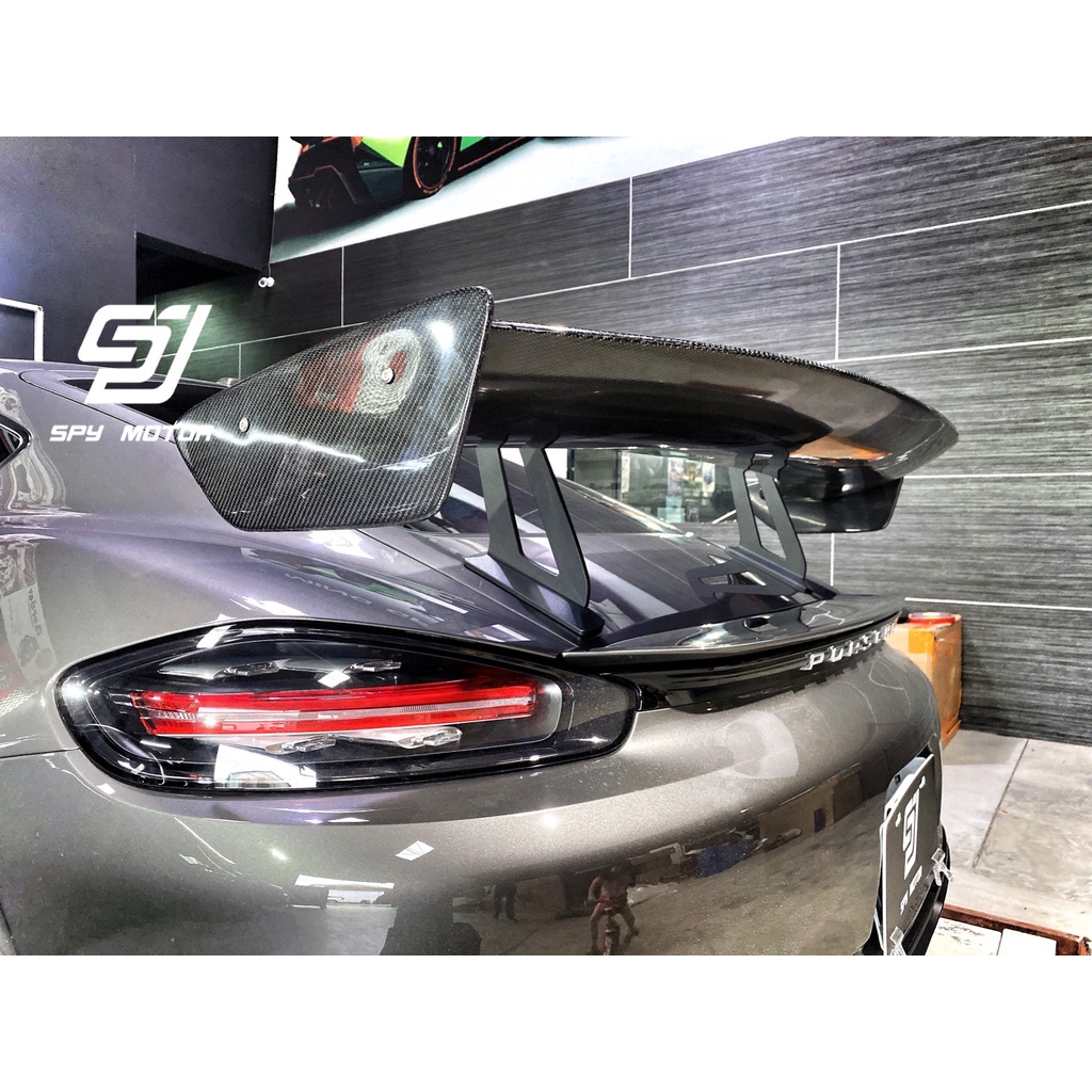 【SPY MOTOR】Porsche 718 GT4 RS樣式 碳纖維尾翼 天鵝頸 濕碳