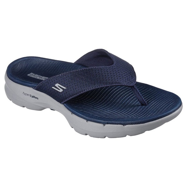 【SKECHERS】 GO WALK 6 SANDAL 229129NVGY 藍 男 夾腳拖 透氣 氣墊 涼拖鞋