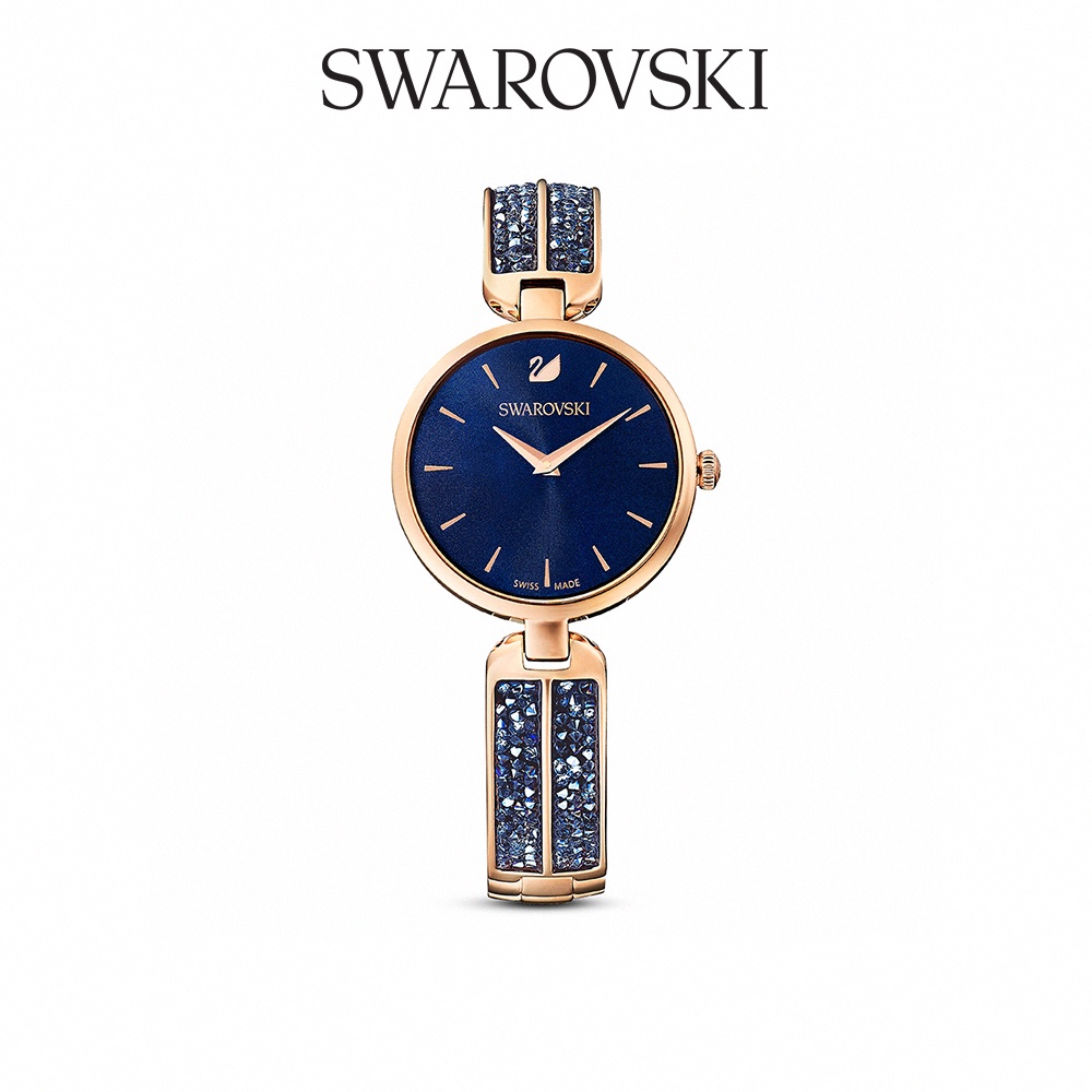 SWAROVSKI 施華洛世奇 Dream Rock 玫金色俐落湛藍手錶