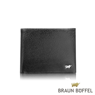 【寧寧精品】台中30年老店 BRAUN BUFFEL 德國小金牛 提貝里烏斯系列多卡黑色真皮皮夾 1227 男短夾區