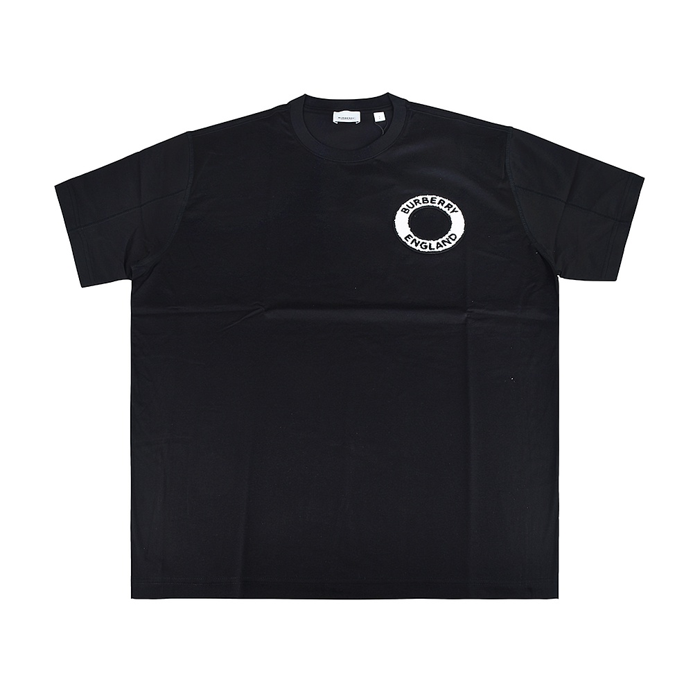 BURBERRY毛巾布字母LOGO純棉寬鬆短袖T恤(男款/黑)