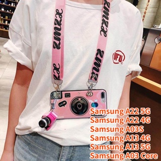 SAMSUNG 適用於三星 Galaxy A03 Core 復古相機掛繩外殼手柄支架支架矽膠手機殼保護套帶相機娃娃