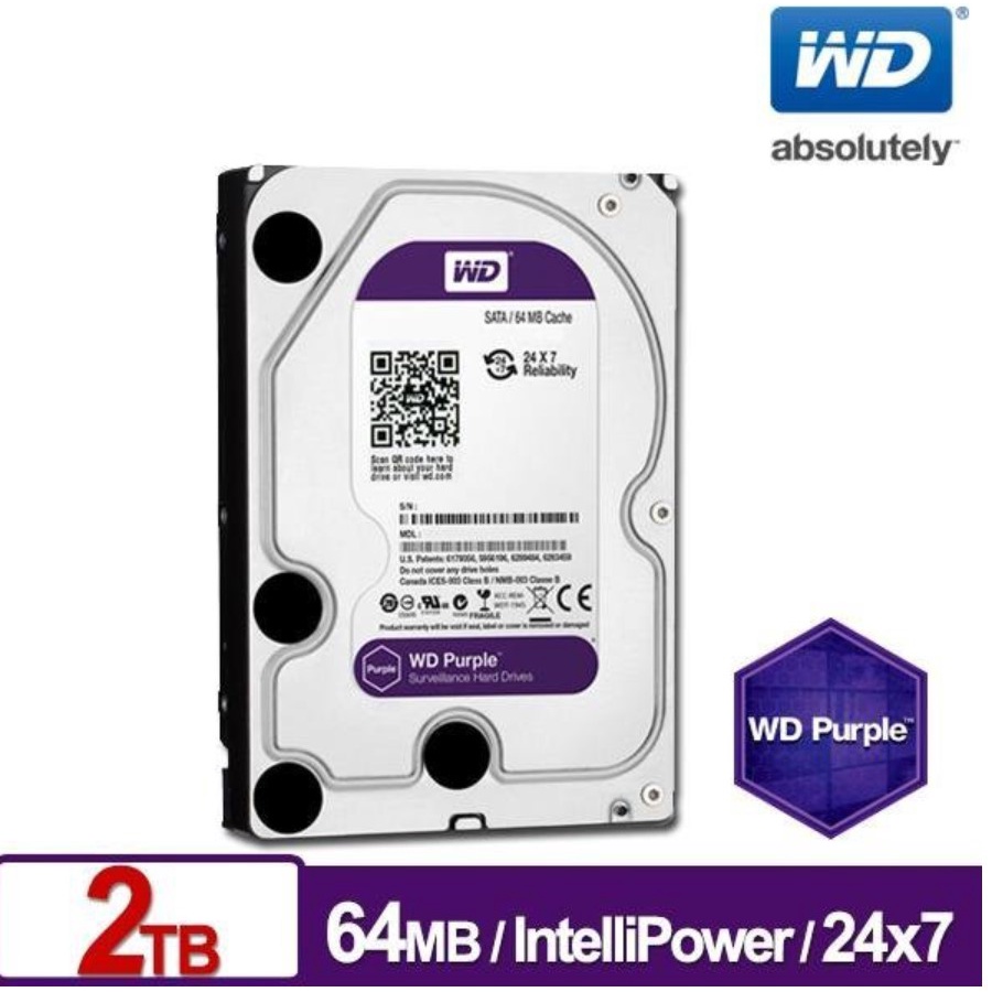 二手良品  威騰WD 紫標 WD20PURZ 2TB 2T 64M/7X24//3.5吋/監控系統 硬碟