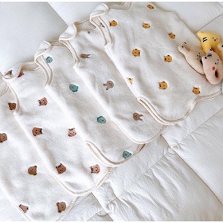 【台灣現貨◆快速出貨】INS韓國同款刺繡小熊 兔子 恐龍 松鼠珊瑚絨保暖寶寶防踢被 睡袋