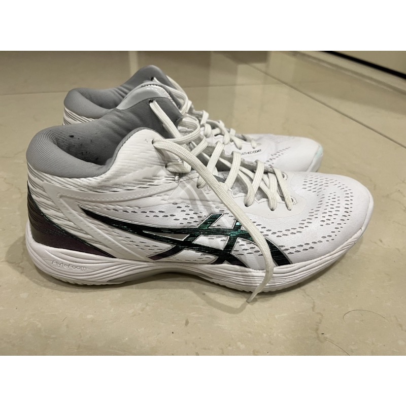 二手 籃球鞋 亞瑟士 ASICS GELHOOP V14 white prism green US 9號