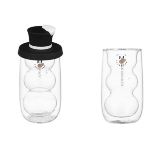 Starbucks官方正品！韓國星巴克杯子2022聖誕節聖誕童話森林雪人雙層玻璃杯果汁珍奶茶奶昔茶水咖啡杯237ml