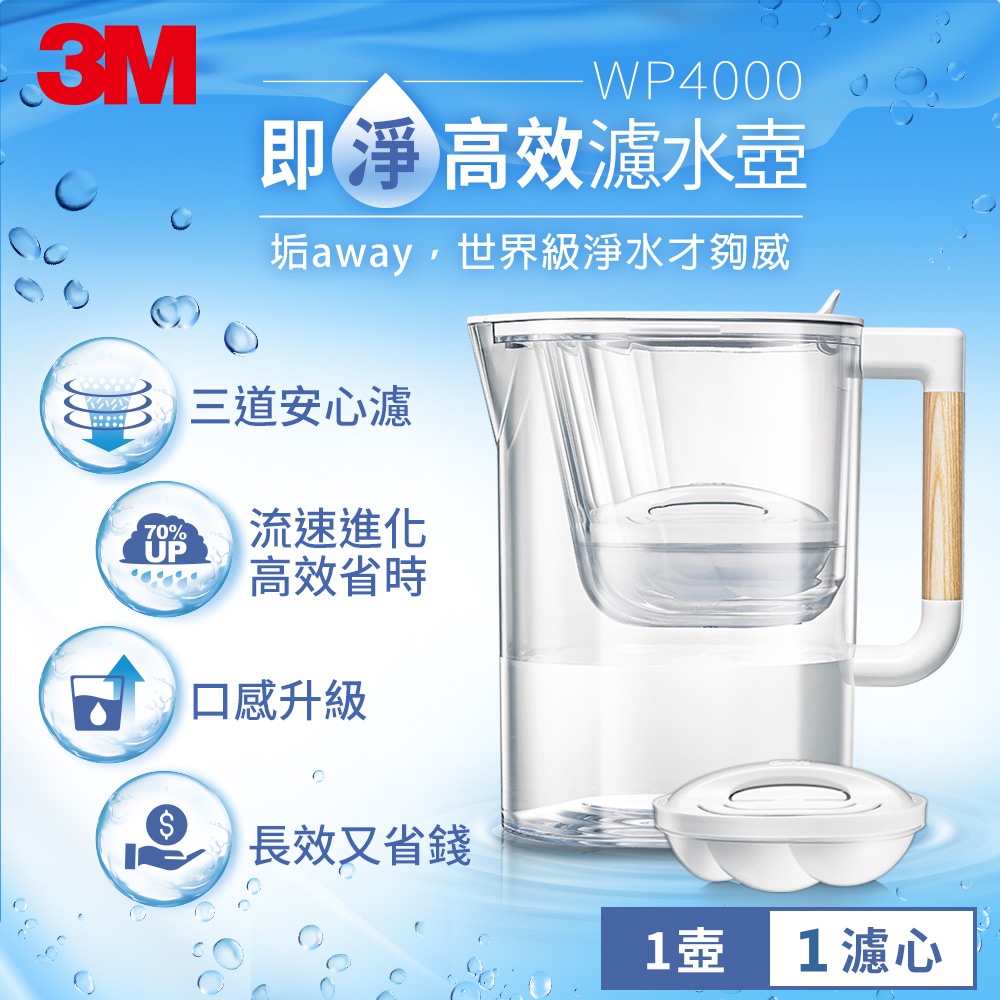 【原廠公司貨】3M-3.5L即淨高效濾水壺(1壺+1濾心)WP4000 現貨