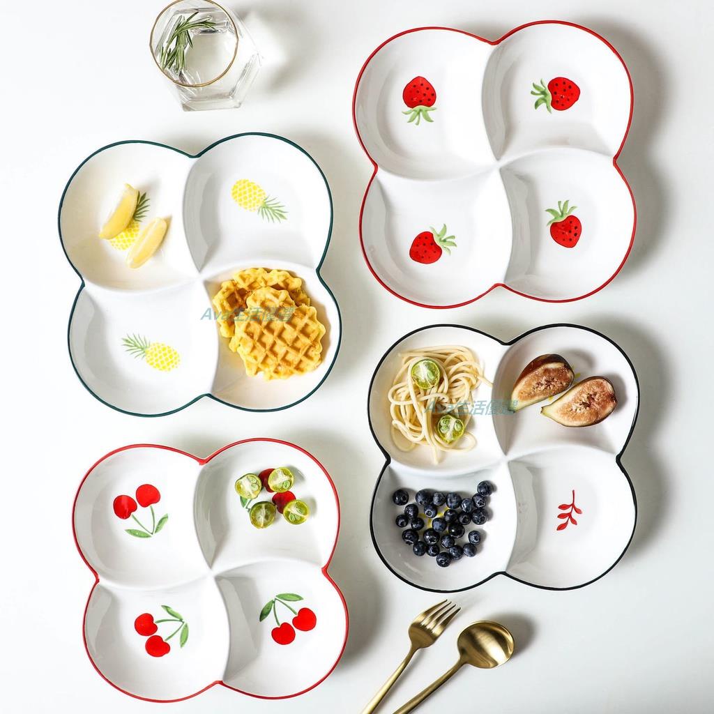 餐盤 日式陶瓷餐具 分格盤 兒童分餐盤 早餐盤 創意家用四格盤 分隔餐盤