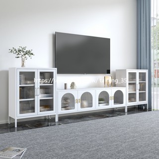 【優質新品 ｜價格免運 ｜電視櫃】鐵藝電視櫃 家用 簡約 現代儲物櫃 北歐 輕奢 小戶型 客廳 鋼化玻璃收納櫃