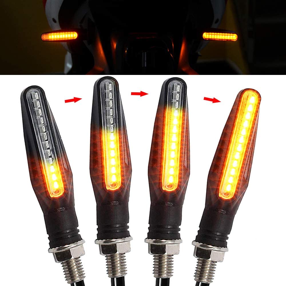 2/1pcs LED 摩托車轉向信號燈 12 SMD 尾燈流水指示燈 IP68 可彎曲摩托車閃光燈