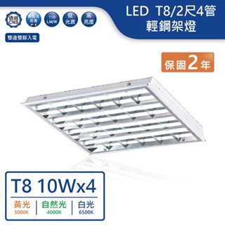 【舞光.LED】LED T8/2尺/4管輕鋼架燈(黃光/自然光/白光)【實體門市保固兩年】-2441R1輕鋼架燈 辦公室