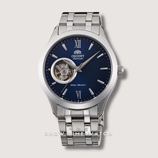 +ORIENT 東方錶 藍寶石水晶鏤空機械錶-鋼帶/藍面銀 FAG03001D