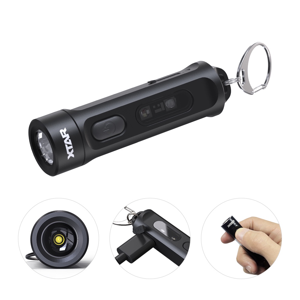 Xtar T1 500 流明 USB Type-C 可充電袖珍手電筒,2.26 英寸迷你 LED 鑰匙扣燈,具有 12