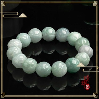 【玲瓏閣】附證書 天然緬甸A貨翡翠蓮花手串 蓮花珠玉石手鍊 翡翠手鍊 玉石手串