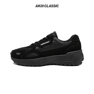【AKIII CLASSIC】復古絨布拼接慢跑鞋 Heritage Jogge_Triple Black | 韓版 男女