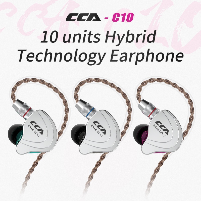 Cca C10 4ba+1dd 混合入耳式耳機 Hifi Dj Monito 跑步運動耳機 5 驅動單元耳機降噪耳塞 C