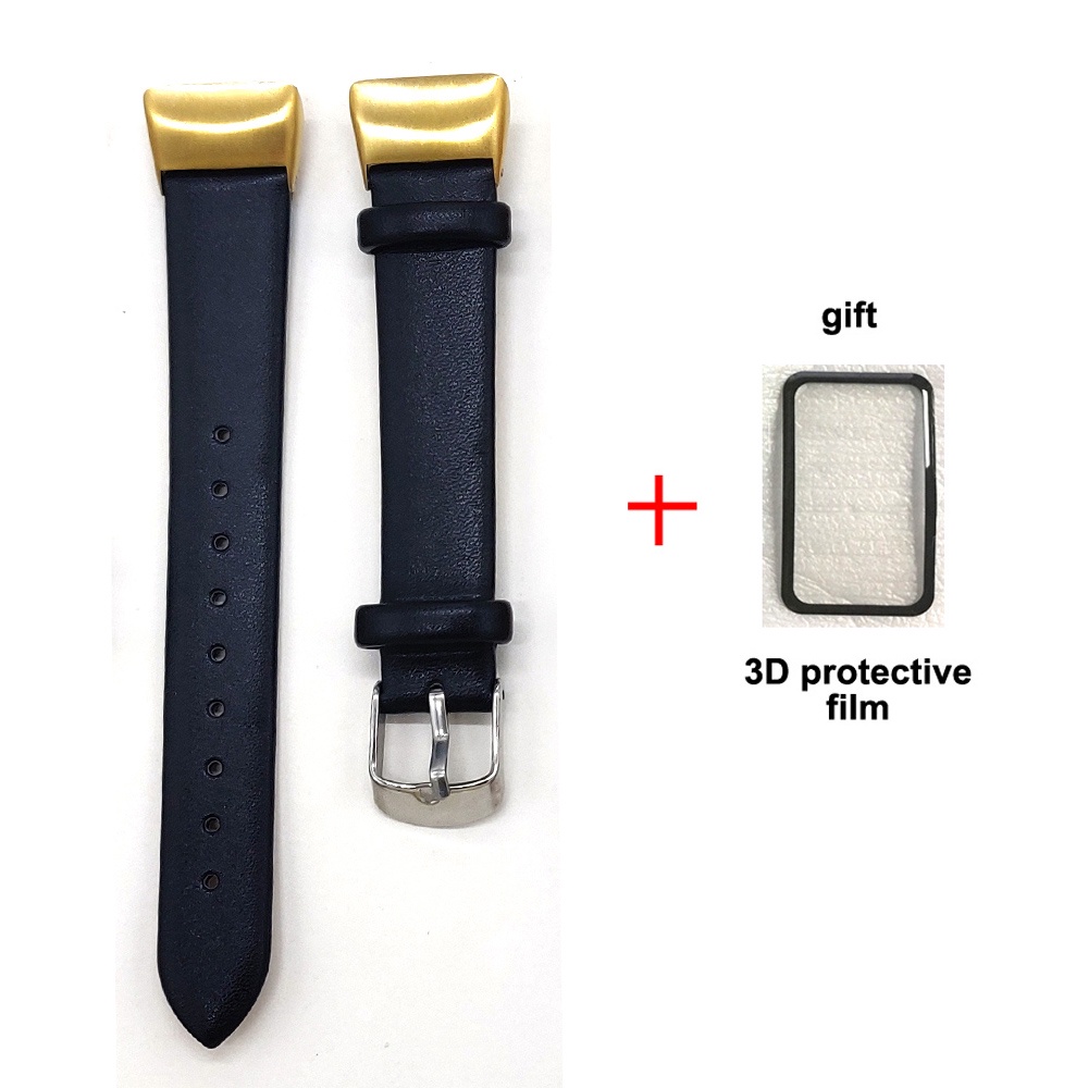 適用於華為榮耀手環 6 Huawei Honor 腕帶腕帶帶屏幕保護膜的 16 毫米 PU 皮革錶帶手鍊