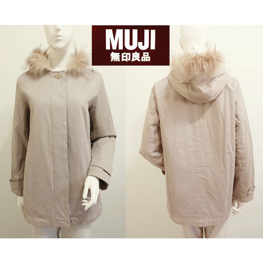 ☆一身衣飾☆ 日本品牌【MUJI 無印良品】鋪棉保暖 浣熊毛 連毛帽 風衣外套~直購價799~秋冬魅力 🎅12/9