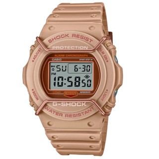 【CASIO 卡西歐】G-SHOCK 霧面自然色澤金屬保護器圓形電子錶-卡其(DW-5700PT-5 防水200米)