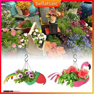 Metal Flying Parrot And Flying Flamingo Flower Pot Hanging B