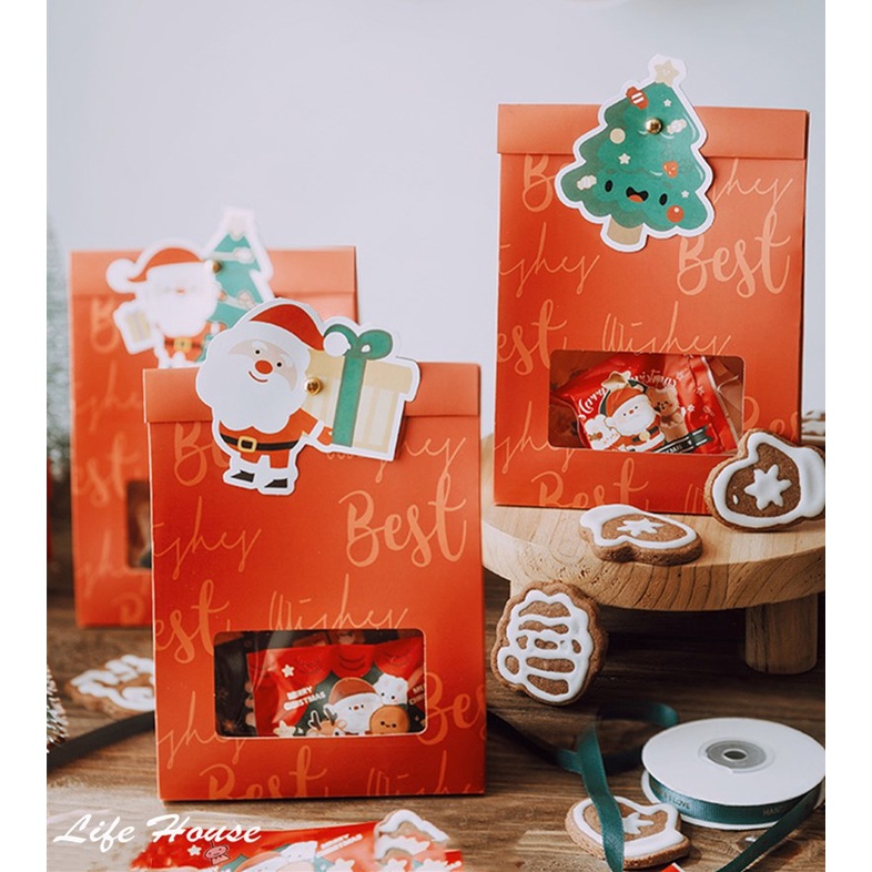 聖誕開窗紙盒 聖誕包裝盒 烘培包裝盒 雪花酥 核桃糕 花生糖 餅乾糖果糯米船 包裝袋 紙袋 聖誕襪 禮品包裝袋