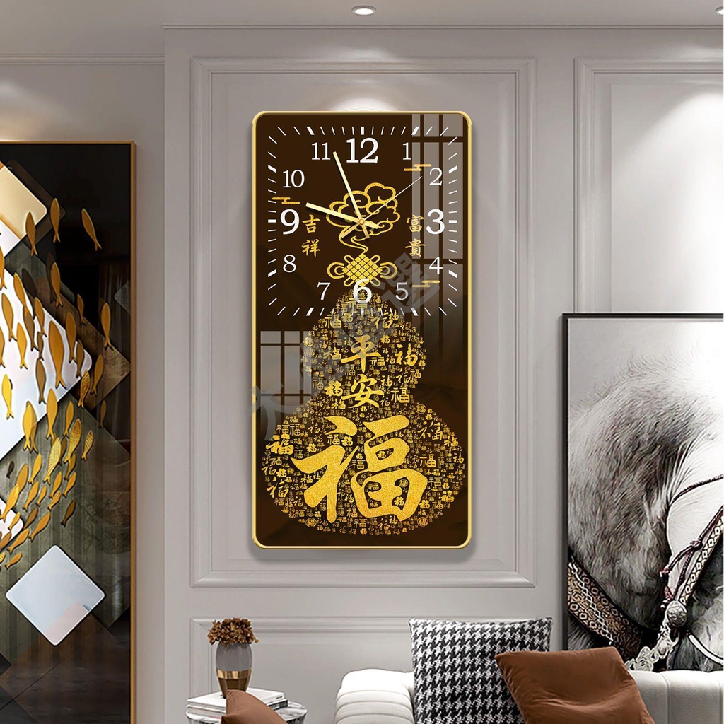 新中式福字葫蘆掛鐘玄關客廳走廊裝飾壁畫發財旺宅風水掛墻時鐘表
