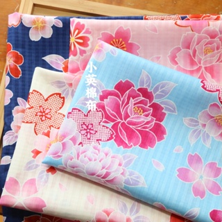 日本進口布 [t270 細緻節紗牡丹花] 1碼特價 - 厚棉布料 手作 拼布 布包設計 小英棉布 和服 衣物 服裝