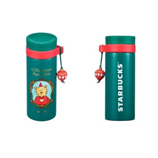 Starbucks官方正品！韓國星巴克杯子2022聖誕節童話森林動物鏡子小熊不銹鋼保溫杯帶掛件茶水咖啡355ml
