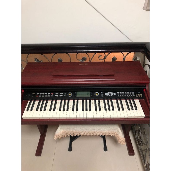 中古二手elicson e68鋼琴 電鋼琴 超大藍光螢幕 61鍵 木紋鋼琴烤漆架