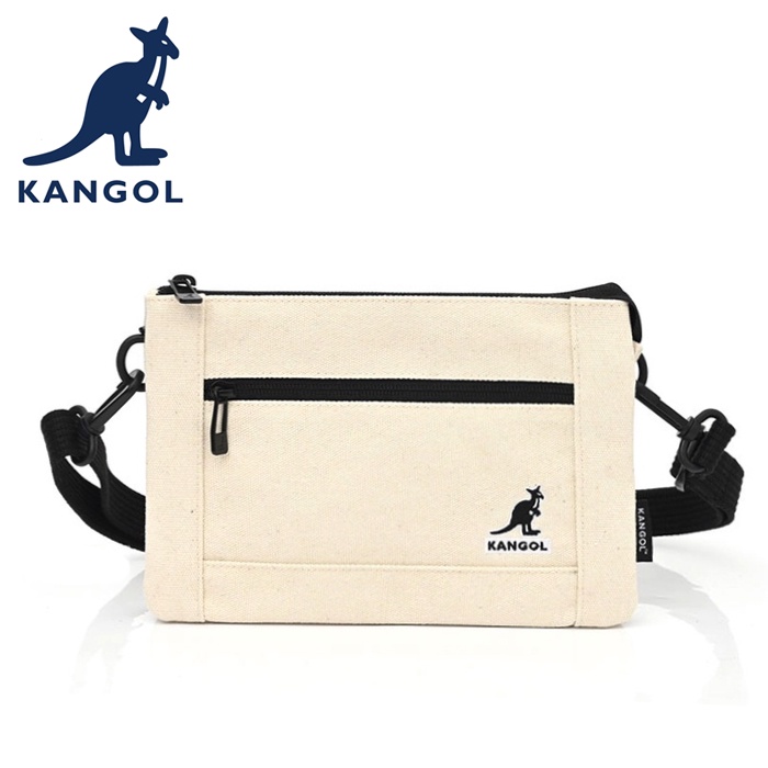 KANGOL 英國袋鼠 帆布包 側背包 斜背包 62551716 米白 黑色 中卡其