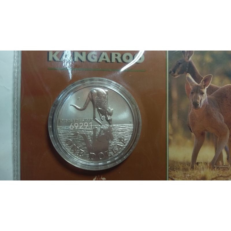 售1688元1997卡裝澳洲袋鼠銀幣一盎司，袋鼠銀幣，限量銀幣，精鑄銀幣，紀念幣，收藏，錢幣，幣～澳洲袋鼠銀幣