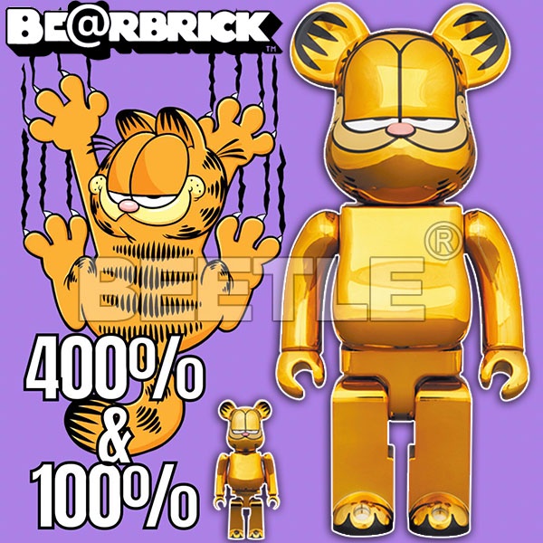 BEETLE BE@RBRICK 電鍍 加菲貓 GARFIELD GOLD CHROME 庫柏力克熊 100％ 400％
