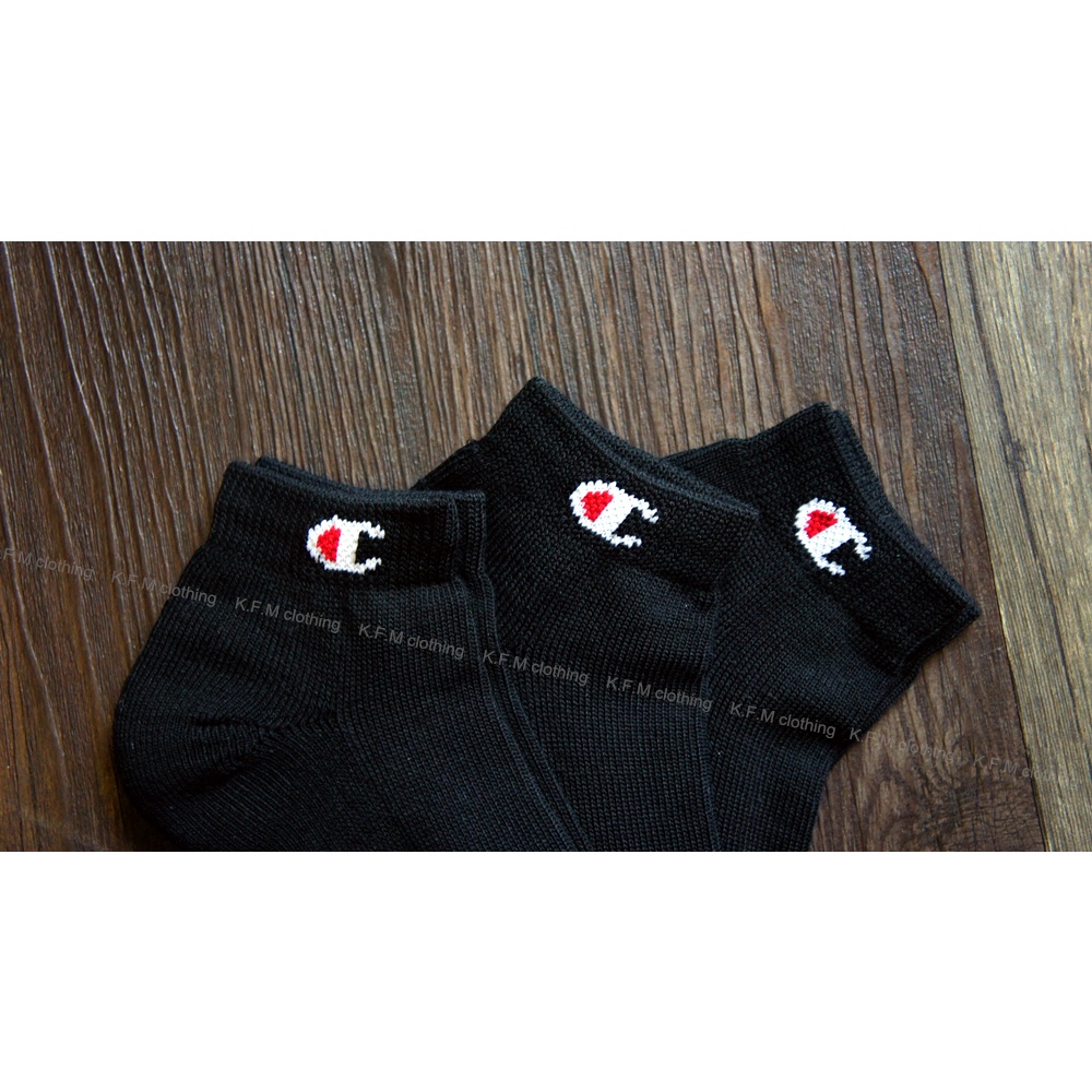 K˙F˙M 2 Champion 3 Pack Socks 日版 裸襪 針織Logo 一組3雙 黑色