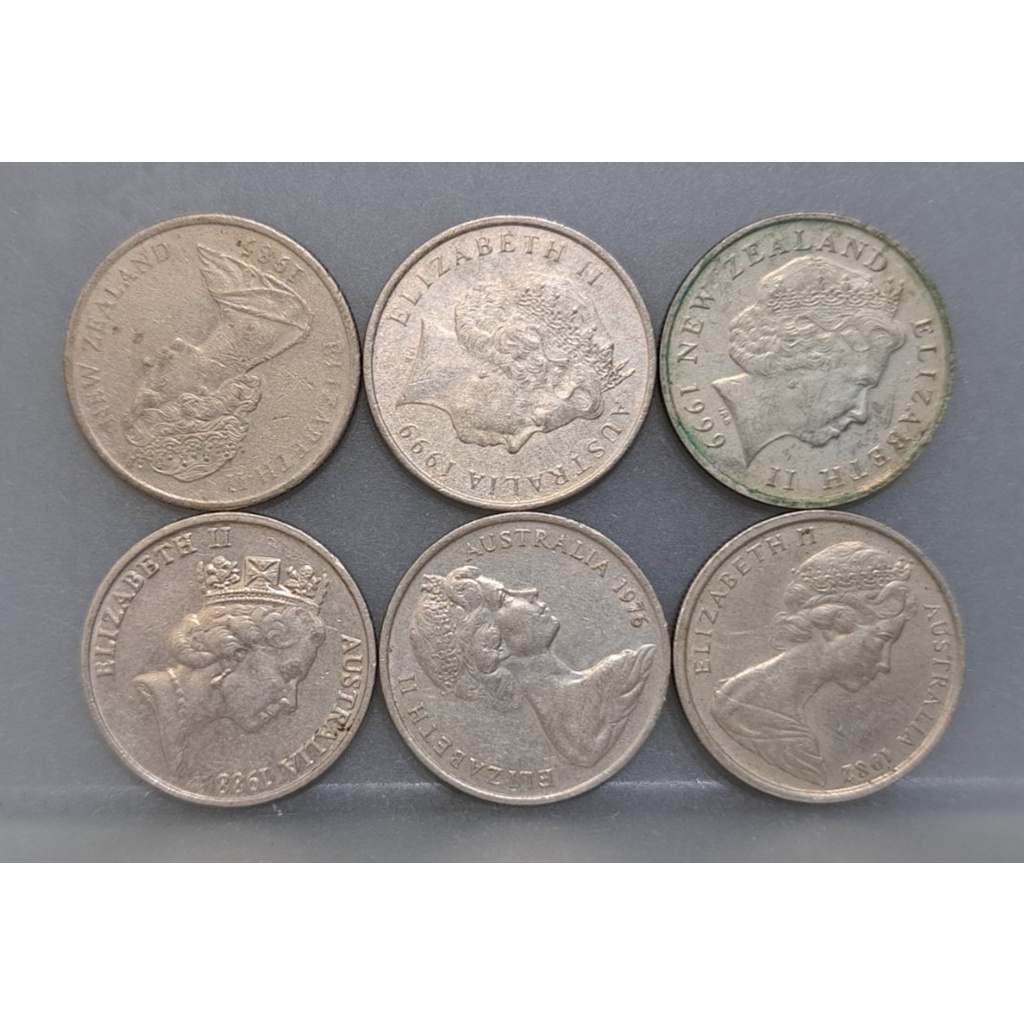 幣671 澳洲1976.82.88.99年5分+紐西蘭1985.99年5分硬幣 共6枚