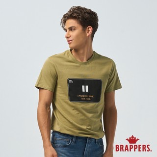 BRAPPERS 男款 電玩印花系列-暫停鍵LOGO印花T恤-軍綠