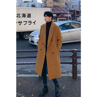 Noveli風衣外套 男 羊毛大衣 男 毛呢外套 羊毛外套男 毛呢大衣男 雙排扣大衣 長版 加厚保暖 韓版 西裝大衣 Z