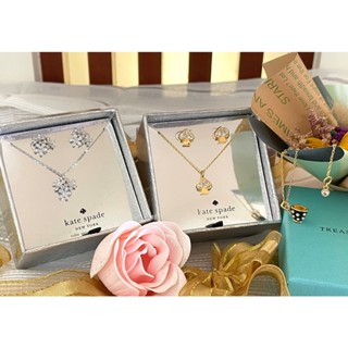 《Kate spade 》梔子花、小桃心耳環項鍊禮盒組/愛麗絲夢仙鏡聯名 咖啡杯項鍊