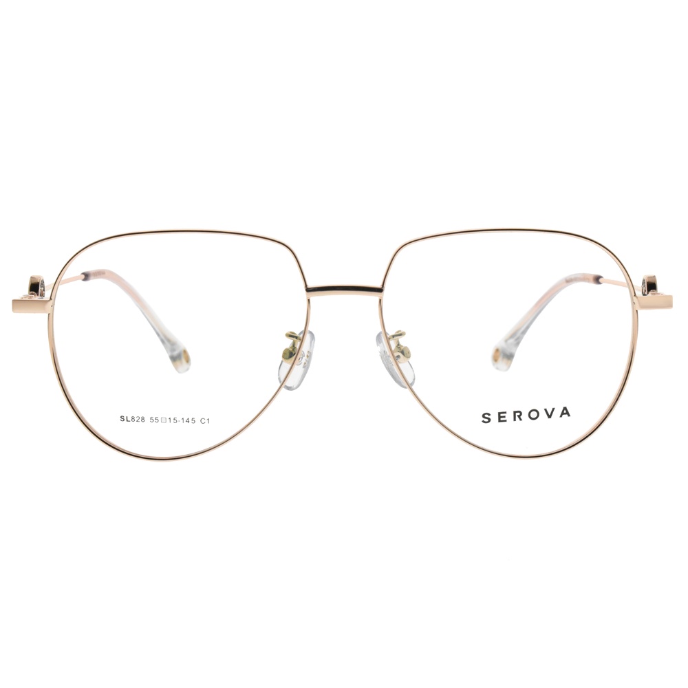 SEROVA 光學眼鏡 SL828 C1 簡約多邊款 華晨宇同款 眼鏡框 - 金橘眼鏡