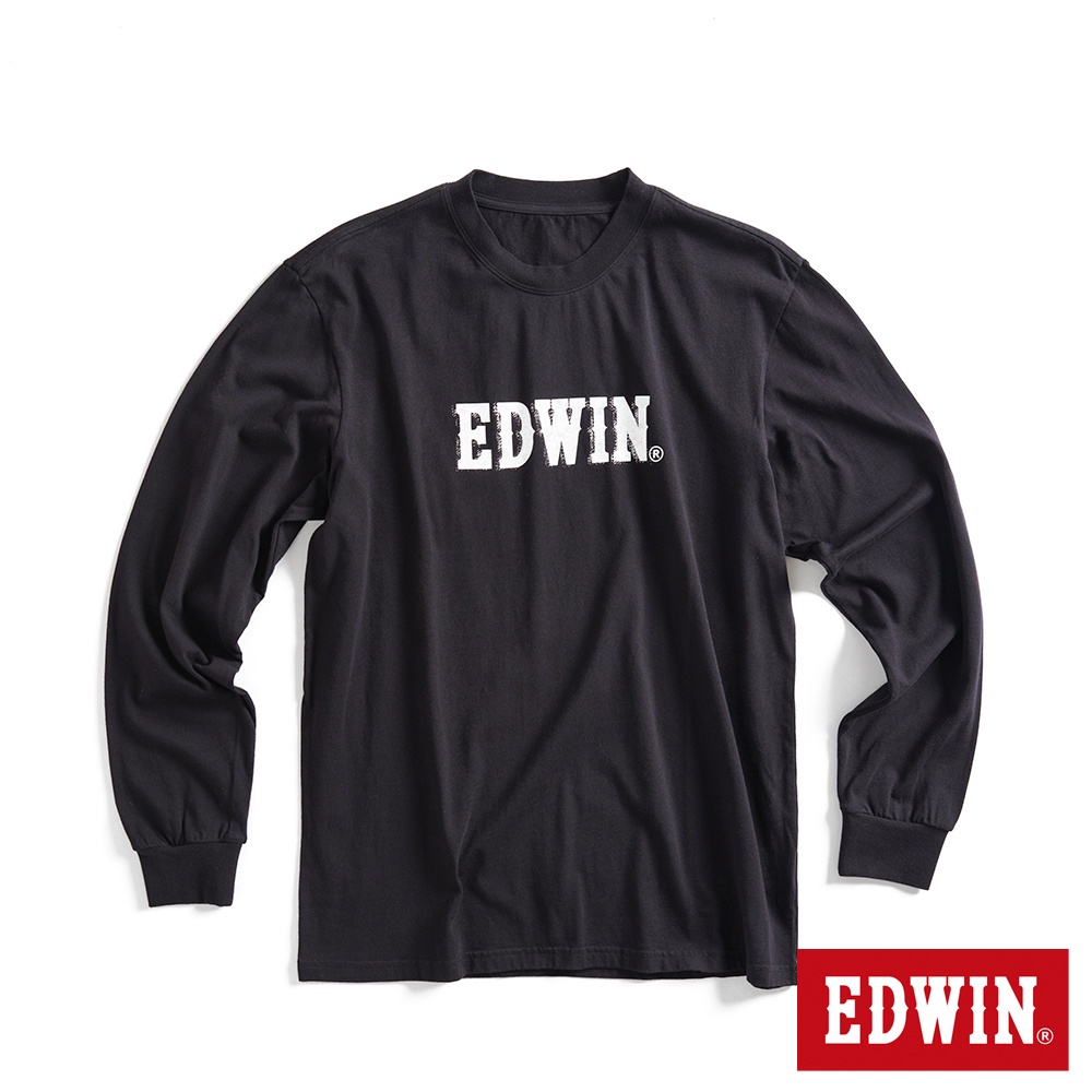 EDWIN 網路獨家 仿舊立體LOGO長袖T恤(黑色)-男款