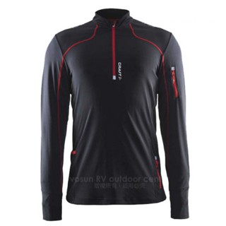 【瑞典 Craft】Trail LS shirt 男款 長袖拉鍊立領中層衣.自行車衣.吸濕.排汗 黑色 1903222