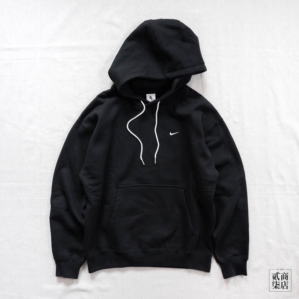 貳柒商店) Nike Solo Swoosh 男款 黑色 寬鬆 刺繡 小Logo 帽T 重磅 厚棉 DA0316-010