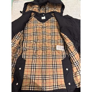 BURBERRY 菱格紋棉質長版拉鍊式外套