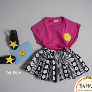 【1st BLUE】 韓國童裝 花花直條紋褲裙 夏季 童裝 正品