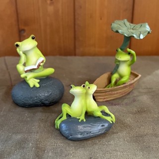 [HOME] 樹葉上看書青蛙 多款 悠閒袖珍擺飾 撐荷葉划船青蛙 田園鄉村葉子上睡覺青蛙擺件 ins療癒裝飾品收藏小物